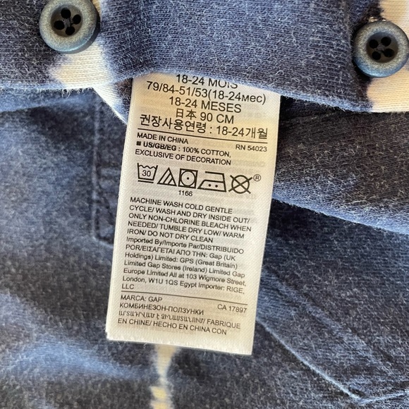 Baby Gap Tie Dye One-piece Romper Tank Navy size 18-24 months Gently Used - Picture 6 of 6